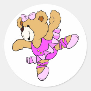 Ballerina Teddy Bear Runder Aufkleber