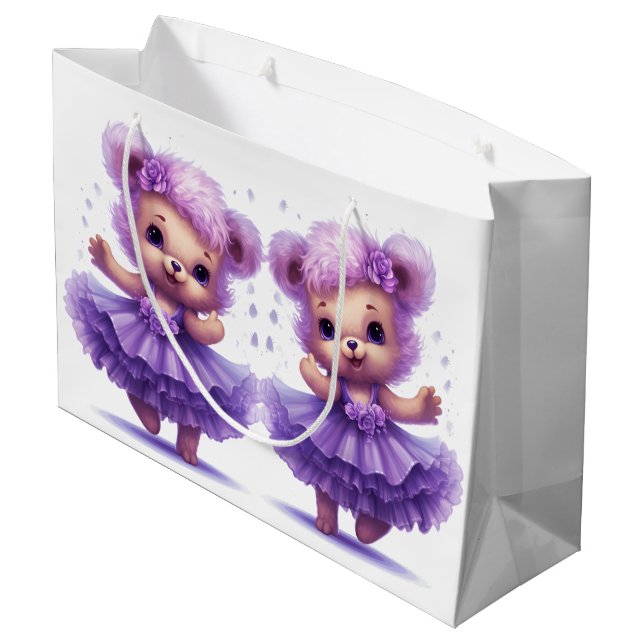 Ballerina Teddy Bears Große Geschenktüte (Rückseite Schrägansicht)