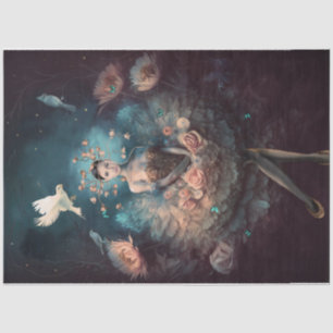 Ballerina träumend Vogel Floral Schmetterlinge Seidenpapier