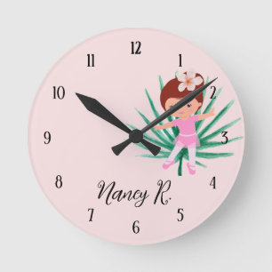 Ballerina Tropischer Ballett Runde Wanduhr