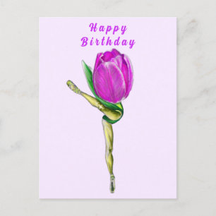 Ballerina Tulip Ballet Dancer Carte Anniversaire
