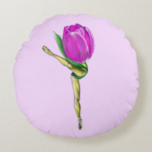 Ballerina Tulip Ballet Dancer Coussin ronde