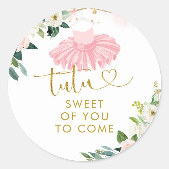 Ballerina Tutu Babydusche Danke Sticker (Vorderseite)