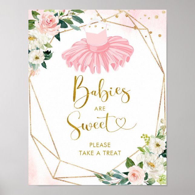 Ballerina Tutu Babydusche Kinder sind Sweet Sign Poster (Vorne)