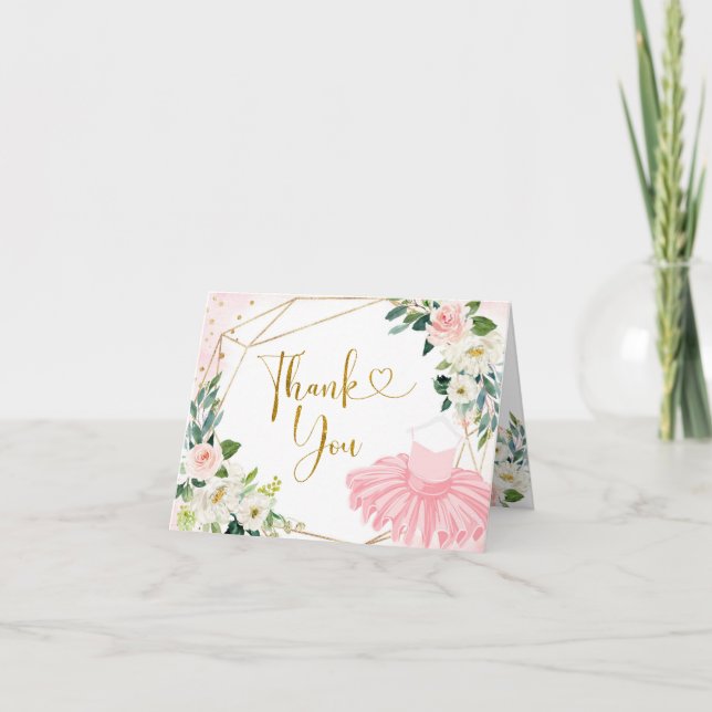 Ballerina Tutu Kinderdusche Danke für Ihre Faltkar (Vorderseite)