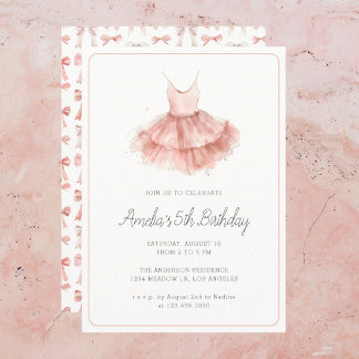 Ballerina Tutu Niedlich Blush Pink Girly 5. Geburt Einladung