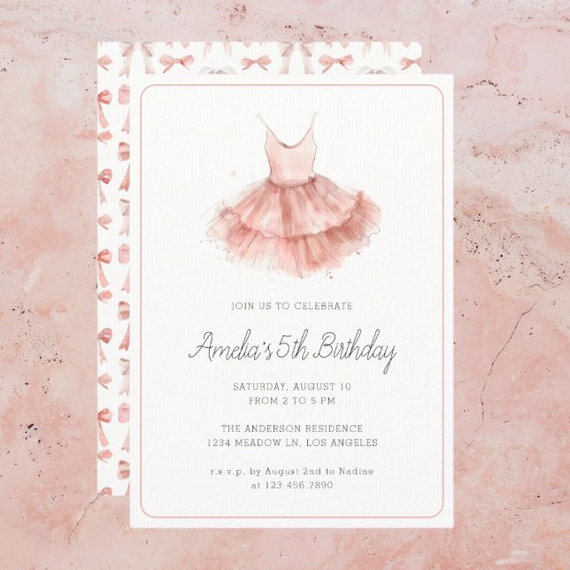 Ballerina Tutu Niedlich Blush Pink Girly 5. Geburt Einladung (Von Creator hochgeladen)