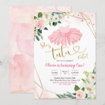 Ballerina Tutu Niedlich Erster Geburtstag Einladun