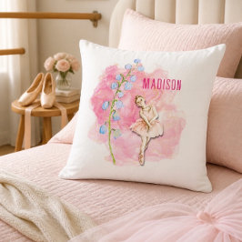 Ballerina und Lily of the Valley Floral on Pink Kissen