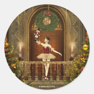 Ballerina und Nutcracker Holiday Round Stickers