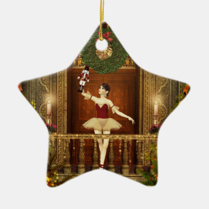 Ballerina und Nutcracker Weihnachtssternornament Keramikornament