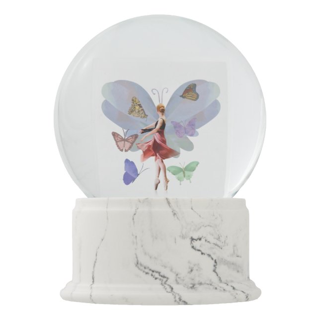 Ballerina und Schmetterlinge Schneekugel (Vorderseite)