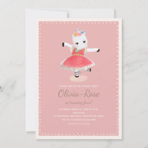 Ballerina Unicorn Rosa Girl Einladung zum Geburtst