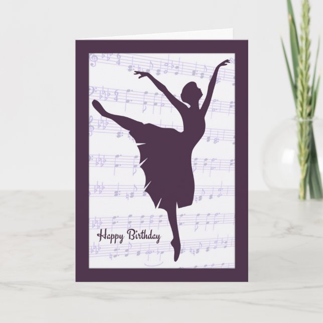 Ballerina vor Blatt Music Birthday Card Karte (Vorderseite)