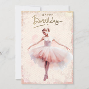 Ballerina Watercolor Happy Birthday Feiertagskarte