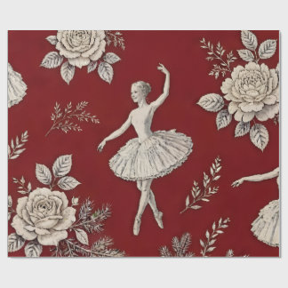 Ballerina-Weihnachts-Toile-Wrap - Klassisches Rot Geschenkpapier