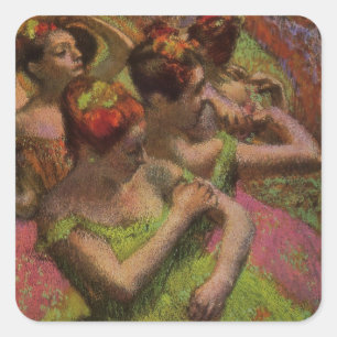 Ballerinas beim Anpassen ihrer Kostüme (Edgar Dega Quadratischer Aufkleber