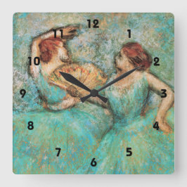 Ballerinas by Degas ~ Square Wall Clock Quadratische Wanduhr