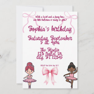 Ballerinas et Bows fête d'anniversaire Invitation