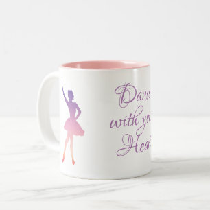 Ballerinatänzermädchen, geometrisches lila rosa zweifarbige tasse