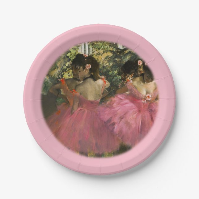 Ballerinen im Rosa durch Edgar Degas Pappteller (Vorderseite)