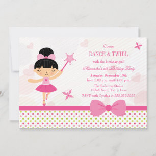 Ballerins en arc rose Invitation à la fête d'anniv