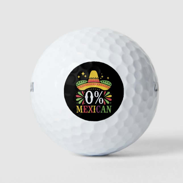Balles De Golf 0% Mexicain Zéro% Drôle Cinco De Mayo (Devant)
