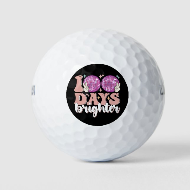 Balles De Golf 100 Jours Brighter Disco Ball 100e Jour De L'École (Devant)