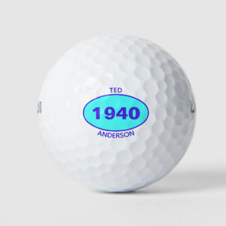 Balles De Golf 1940 Modifiable 80e anniversaire bleu Personnalisé