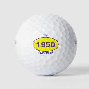 Balles De Golf 1950 Modifiable 70e anniversaire Jaune Personnalis