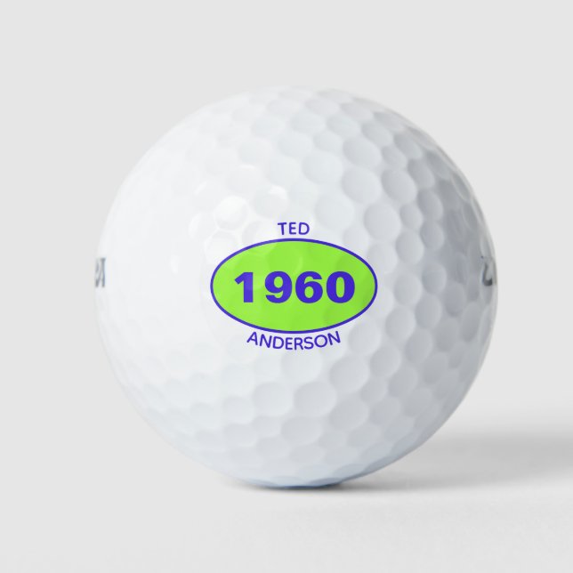 Balles De Golf 1960 Editable 60e anniversaire Vert personnalisé (Devant)