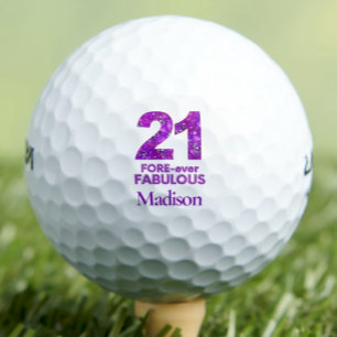 Balles De Golf 21 Fabuleux 21e anniversaire Fleurs violettes