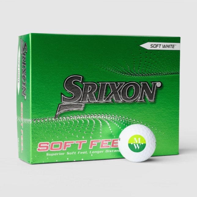 Balles De Golf 2 initiales Monogramme vertical Moderne vert 2 ton (Conditionnement)