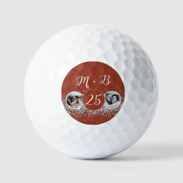 Balles De Golf 2 Photo Anniversaire du Mariage hier et aujourd'hu (Recto)