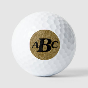 Balles De Golf 3 Lettre Monogramme Beige Brown initial look