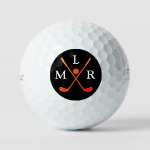 Balles De Golf 3 Lettres initiales croisées clubs rouges
