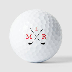 Balles De Golf 3 Lettres initiales rouges Monogramme personnalisé