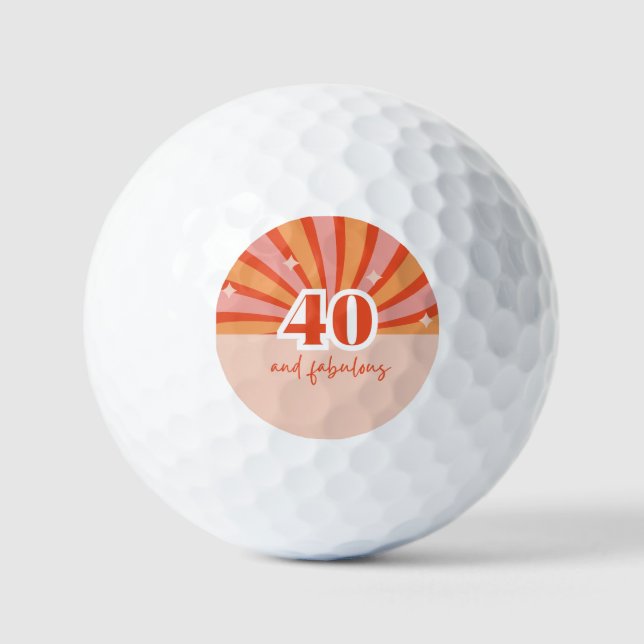 Balles De Golf "40 et fabuleux", pêche rétro brillant petit (Recto)