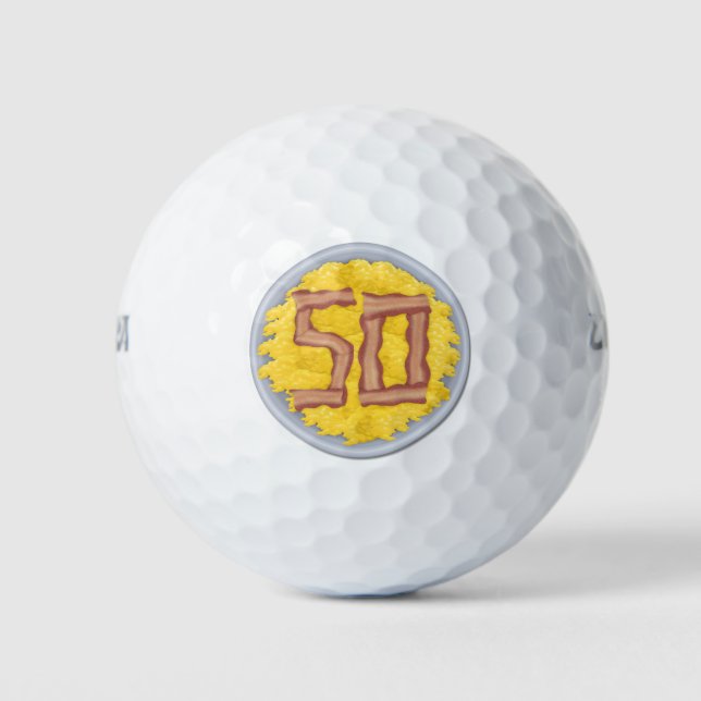 Balles De Golf 50e anniversaire de fête Mens Funny Bacon Oeufs (Devant)