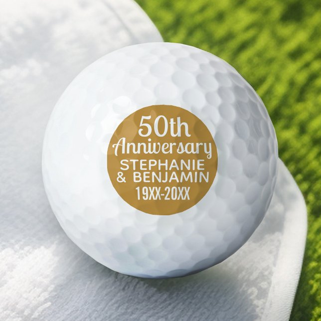 Balles De Golf 50e anniversaire du Mariage - Peut modifier l'or (Personalized Golf Ball - Add Your Monogram for a Wedding Anniversary Favor)