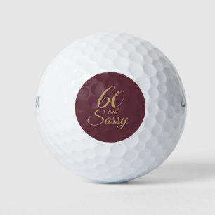 Balles De Golf 60 Sassy Bourgogne Parties scintillant d'or 60e an