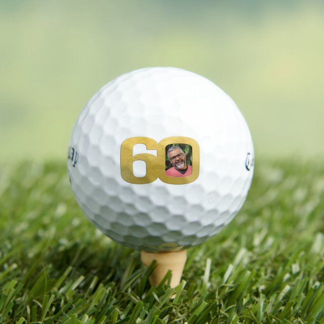Balles De Golf 60e anniversaire photo or et blanc (T-shirt Insitu)
