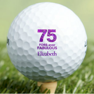 Balles De Golf 75 FORE-ever Fabulous 75th Birthday Purple Flowers