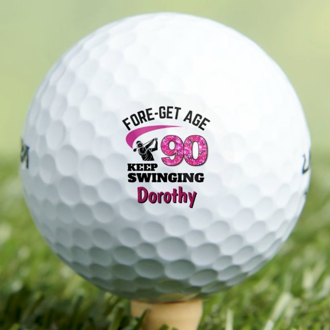 Balles De Golf 90e anniversaire personnalisé - Rose Fore-get Age  (Créateur téléchargé)