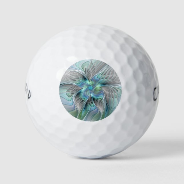 Balles De Golf Abstrait Bleu Vert Papillon Imaginaire Fractal Art (Devant)