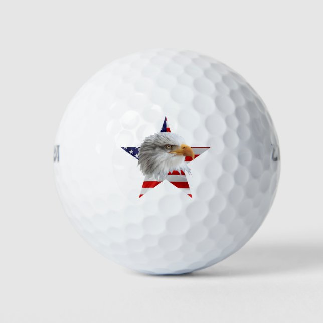 Balles De Golf Aigle Impressionnant, Drapeau Américain, Patriotiq (Devant)