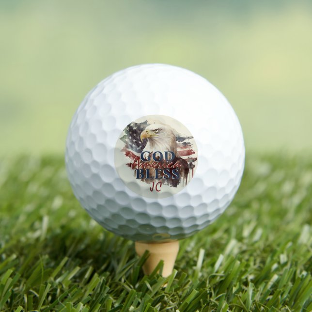Balles De Golf Aigle patriotique Dieu bénisse l'Amérique Initiale (T-shirt Insitu)