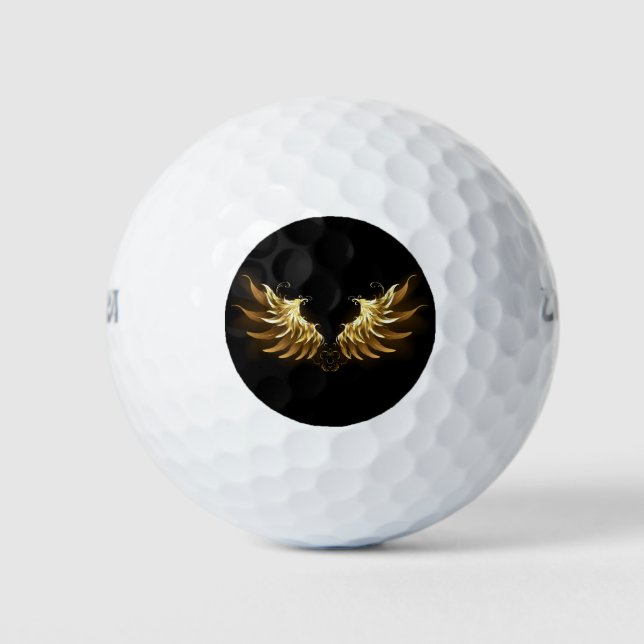 Balles De Golf Ailes d'Ange d'or sur arrière - plan noir (Devant)