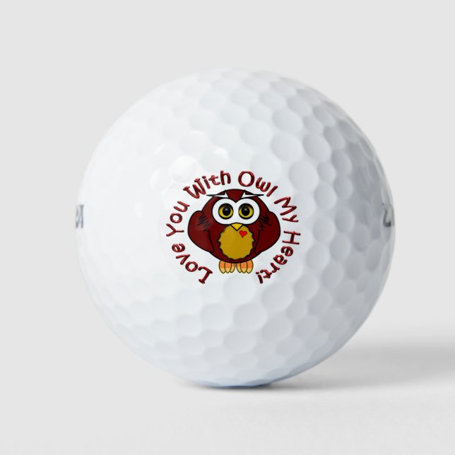 Balles De Golf Aimez Votre Chouette Avec Mon Coeur ! -Chouette (Devant)