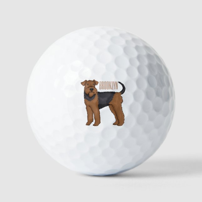 Balles De Golf Airedale terrier dog cartoon (Recto)
